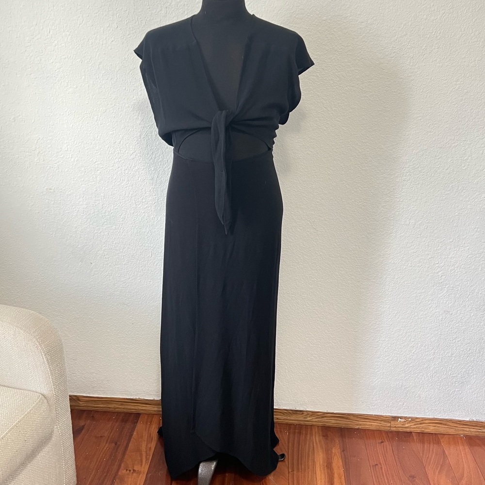 Reformation Wrap Black Cut Out Maxi Dress size Large